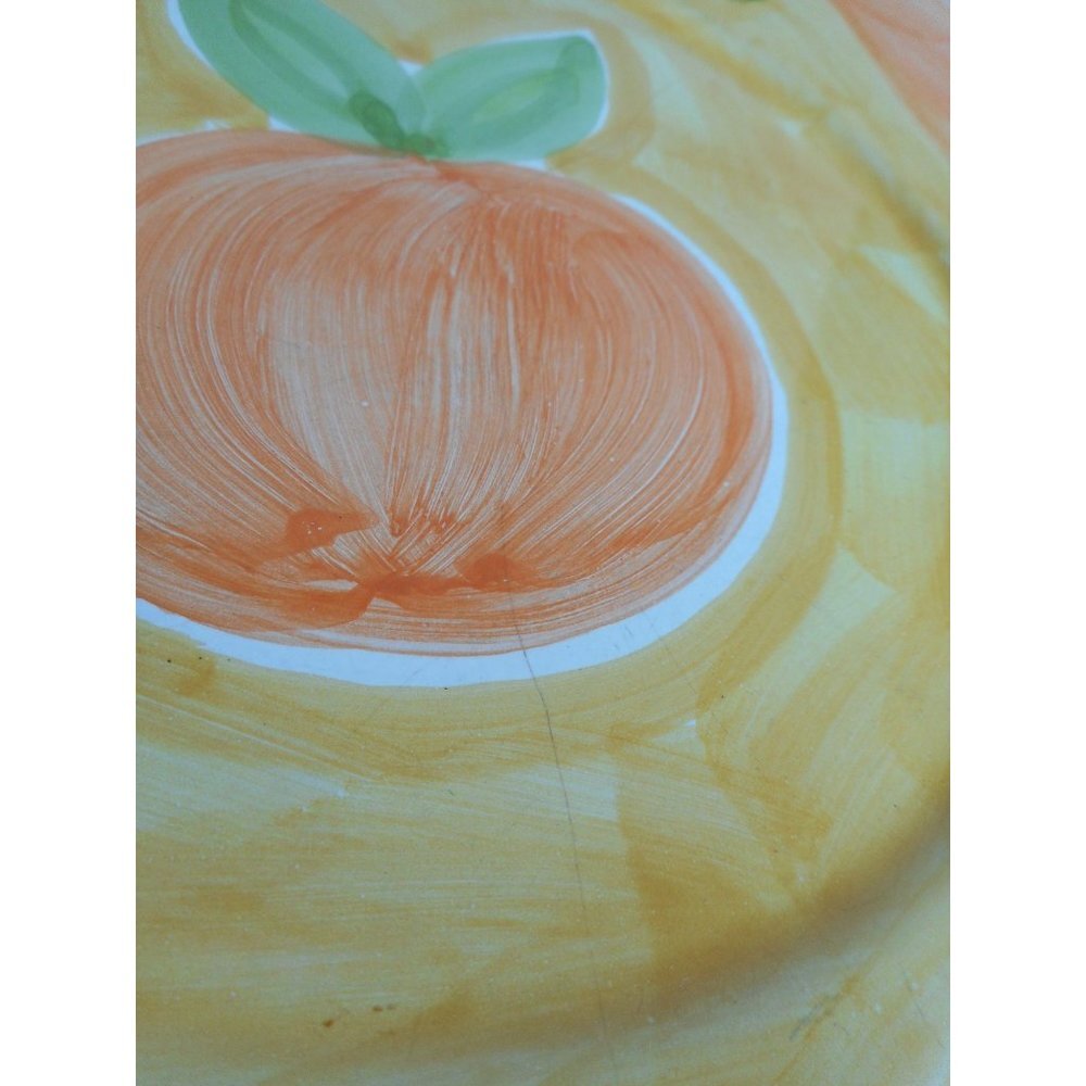 2 Pottery Barn Sunnyside Design Orange Luncheon Plates 9.5” Made In Italy - Picture 3 of 5